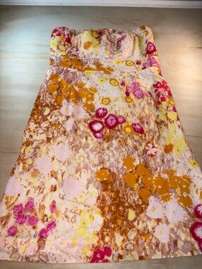 J Crew Strapless Floral Watercolor Lightweight Pockets Dress Sz 6